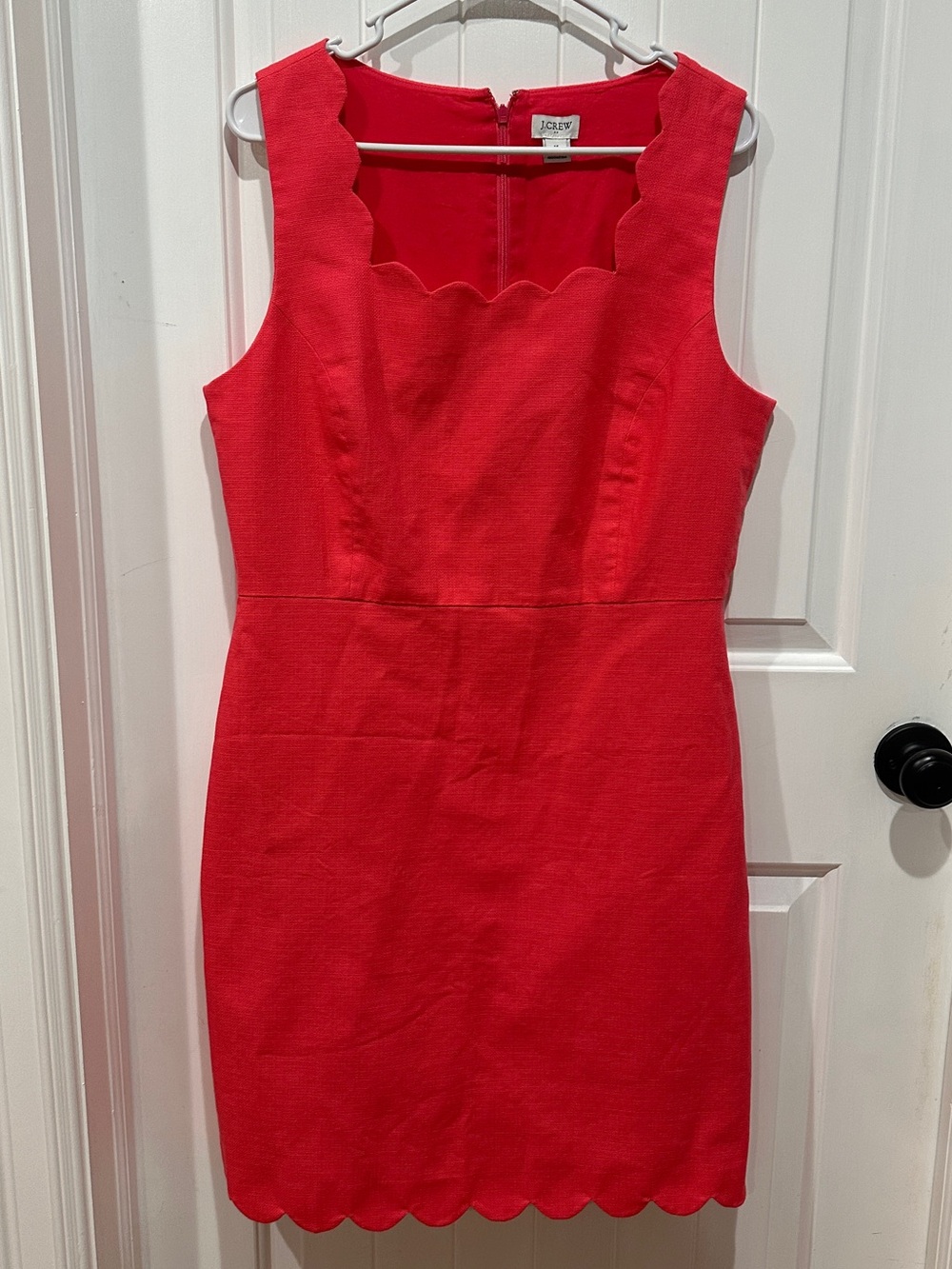 J. Crew Coral Scallop-Edge Sleeveless Sheath Dress